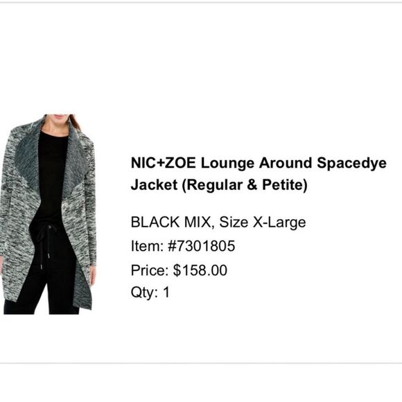Nic-zoe‎ Women's Grey and Black Lounge Around Spacedye Jacket - Picture 8 of 8